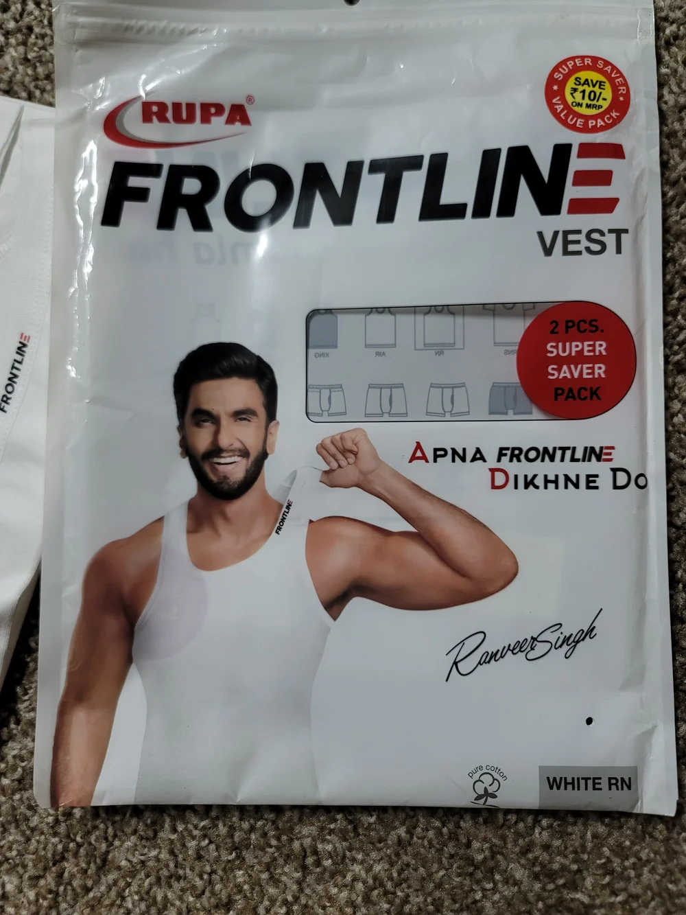 Frontline Men’s White Vest – 2 Pack Value Pack